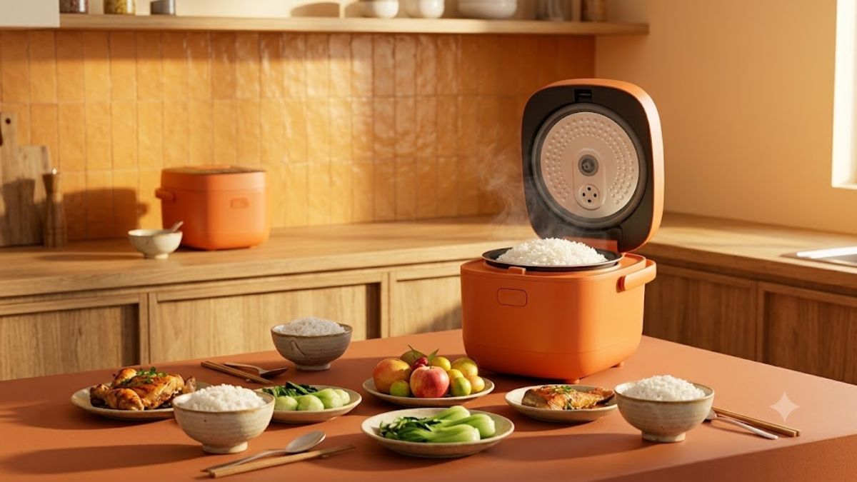 Nồi cơm điện và nồi chiên không dầu màu sắc rực rỡ