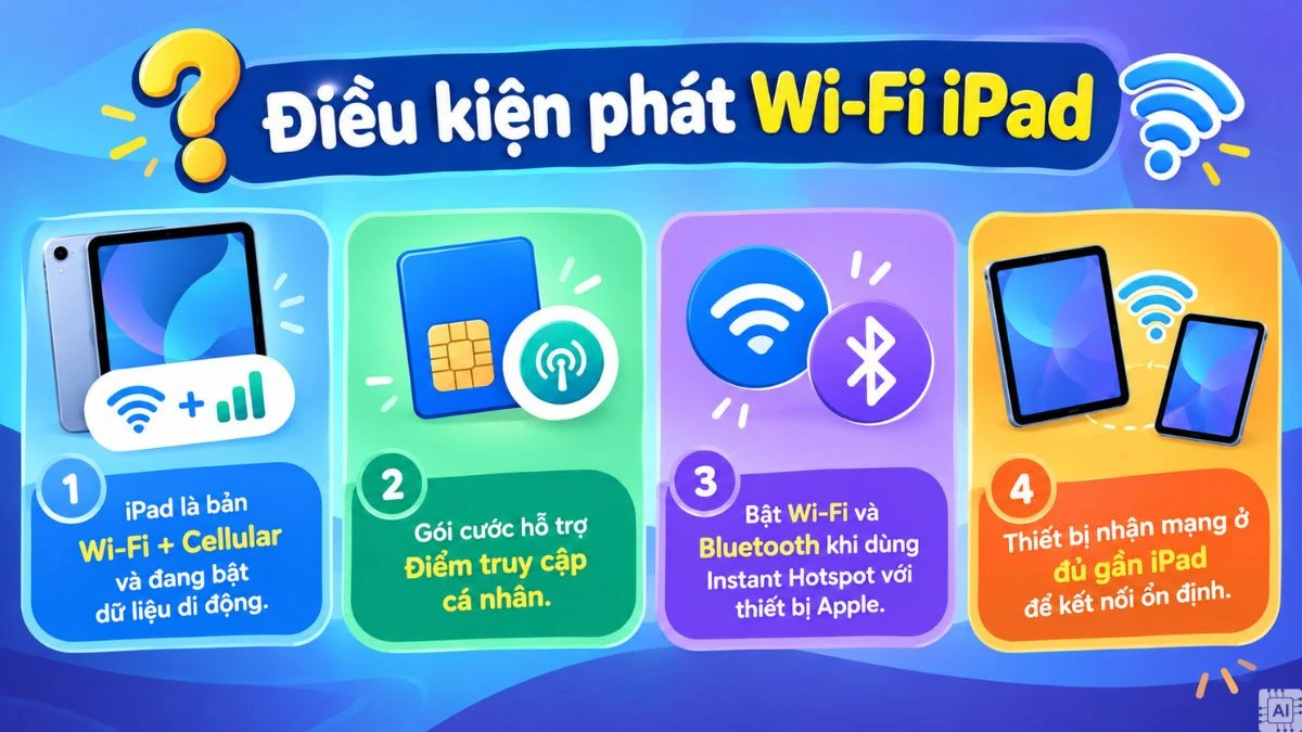Hướng dẫn chi tiết phát WiFi từ iPad và mẹo tiết kiệm pin