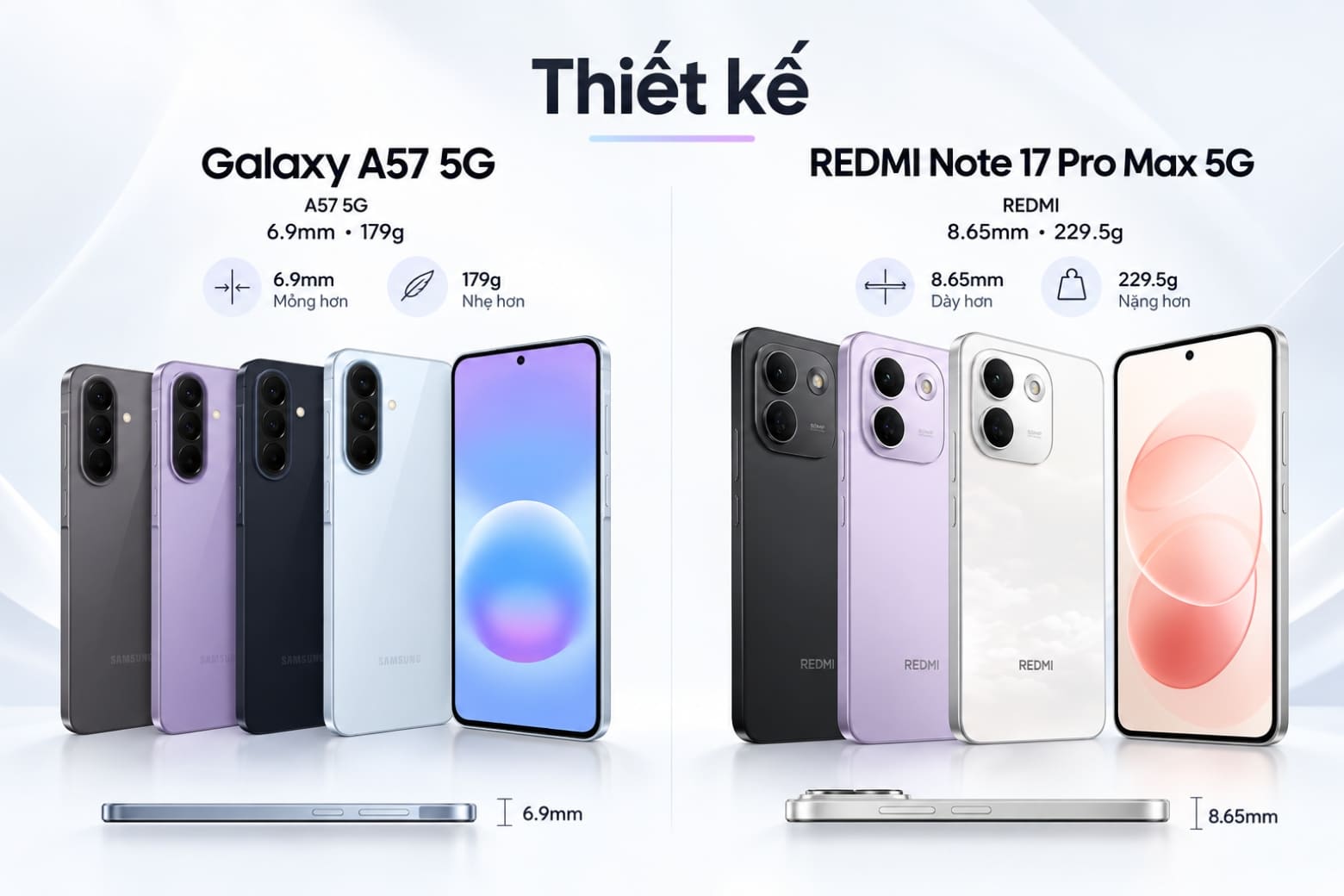 Redmi Note 17 Pro Max 5G vs Galaxy A57 5G: Chọn hiệu năng hay pin trâu?