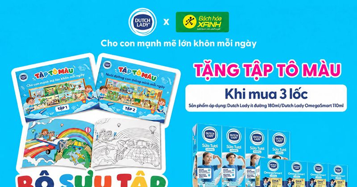 Mua sữa Dutch Lady nhận tập tô màu miễn phí tại Bách hóa XANH