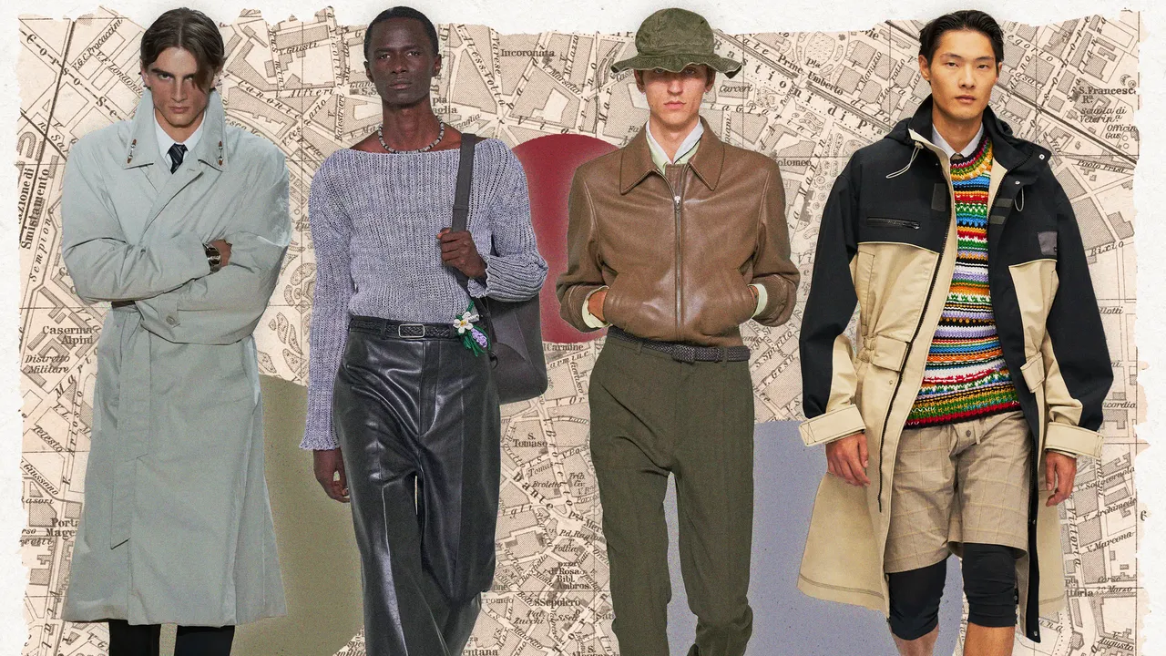 Cách phối đồ nam Milan: cổ áo lớn, màu đối chọi và layering táo bạo