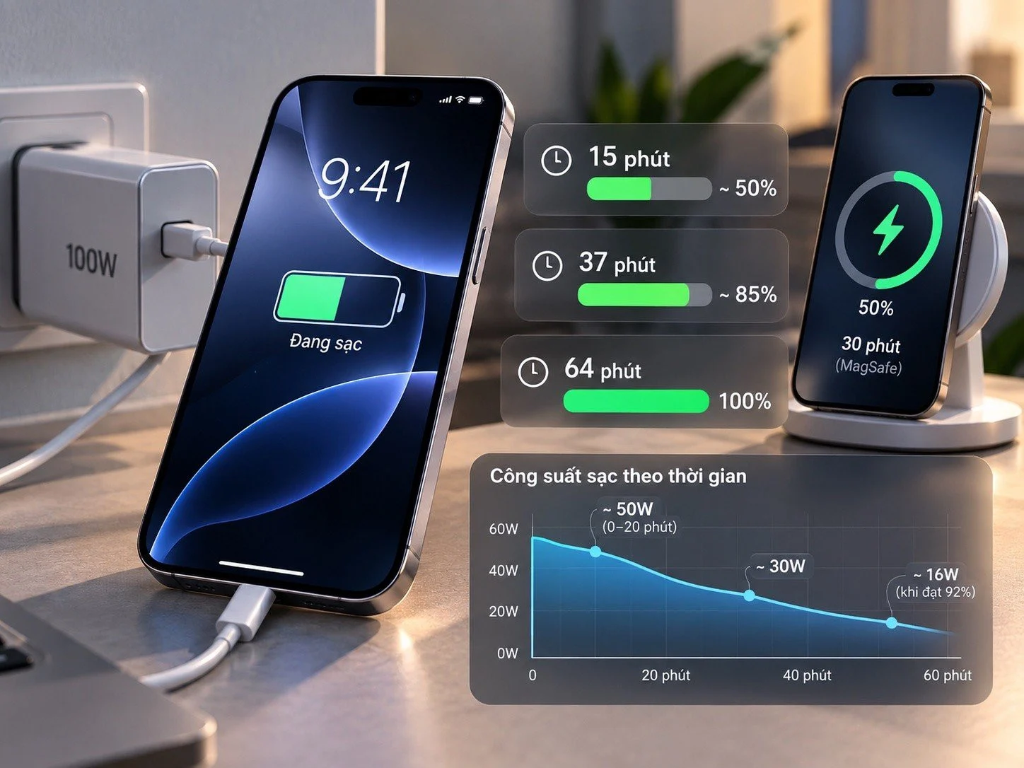 iPhone 18 Pro Max sạc 50% trong 15 phút nhưng mất 1 giờ để đầy: lý do công suất sạc giảm dần