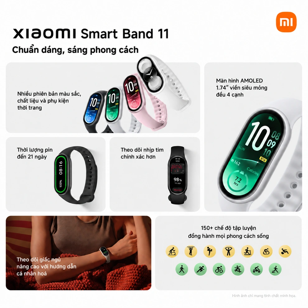Xiaomi Smart Band 11 với 150+ chế độ thể thao: chiếc vòng đeo nào hợp từng kiểu luyện tập?