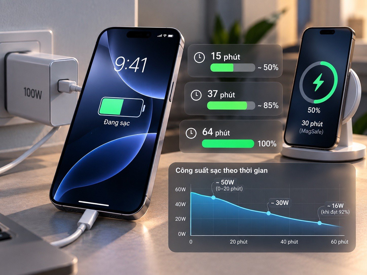 iPhone 18 Pro Max: sạc nhanh 50W nhưng nên dừng ở 80%?