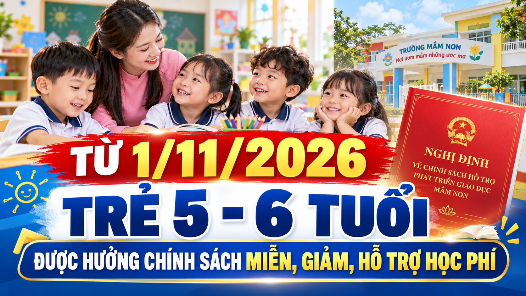 Miễn học phí cho trẻ 5-6 tuổi: Phụ huynh cần biết gì về Nghị định 353