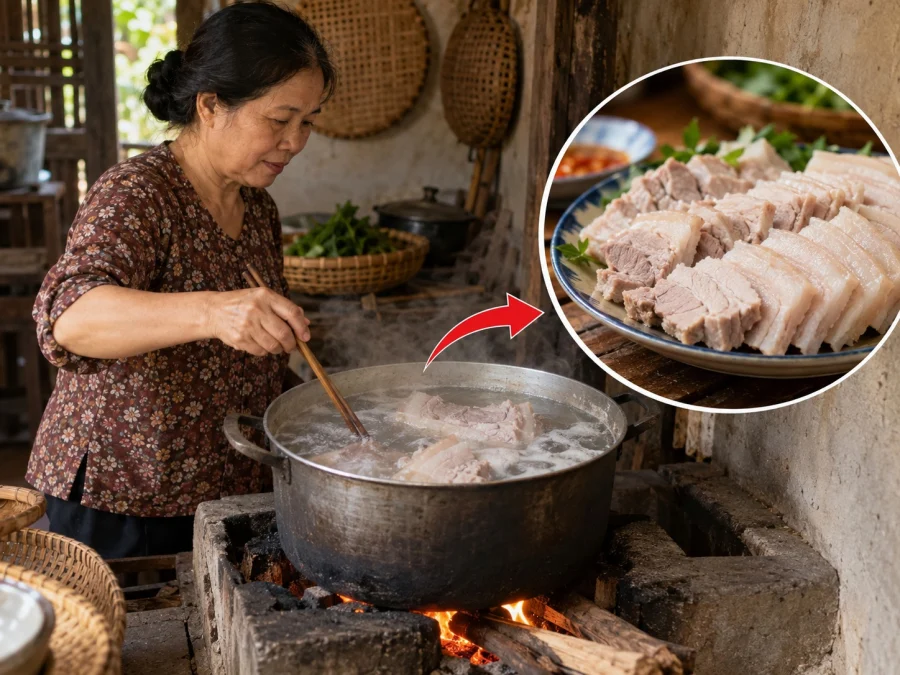 Luộc thịt trắng hồng, mềm ngọt: bí quyết từ nước và bọt
