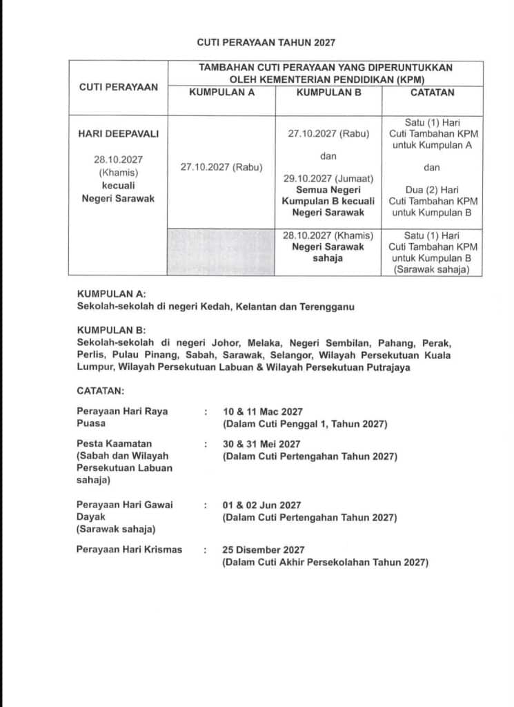 Takwim Akademik: Tarikh Buka Sekolah dan Jadual Percutian Lengkap