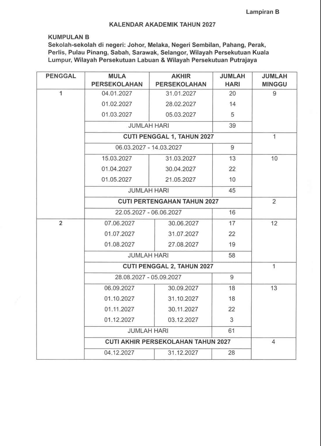 Takwim Akademik: Tarikh Buka Sekolah dan Jadual Percutian Lengkap