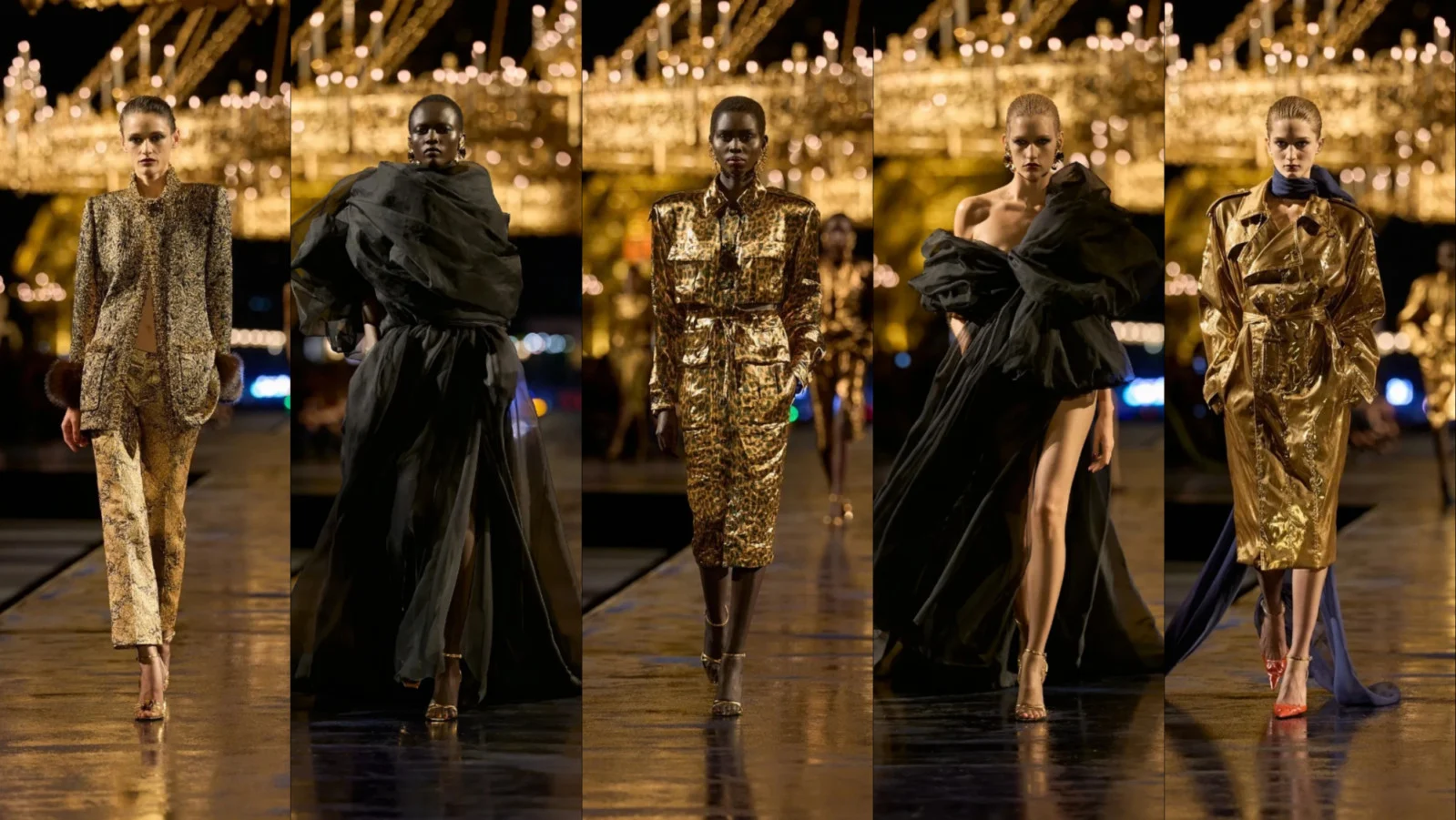 Saint Laurent phủ sắc vàng tại Paris: khoảnh khắc hoàng kim của Anthony Vaccarello