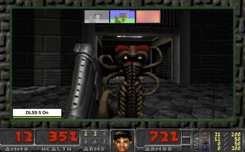 DLSS 5 Neural Rendering áp dụng lên DOOM: khi AI bước vào game cổ điển