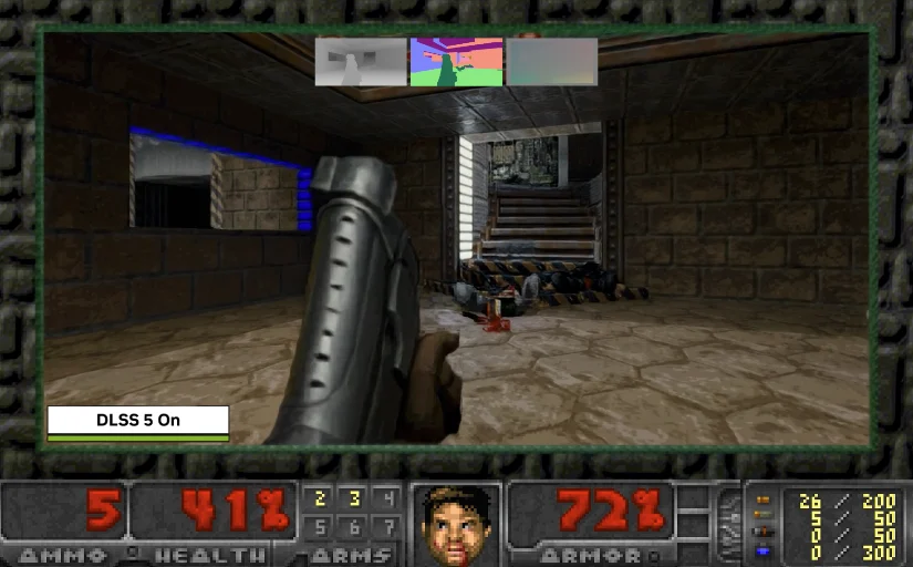 DLSS 5 Neural Rendering áp dụng lên DOOM: khi AI bước vào game cổ điển