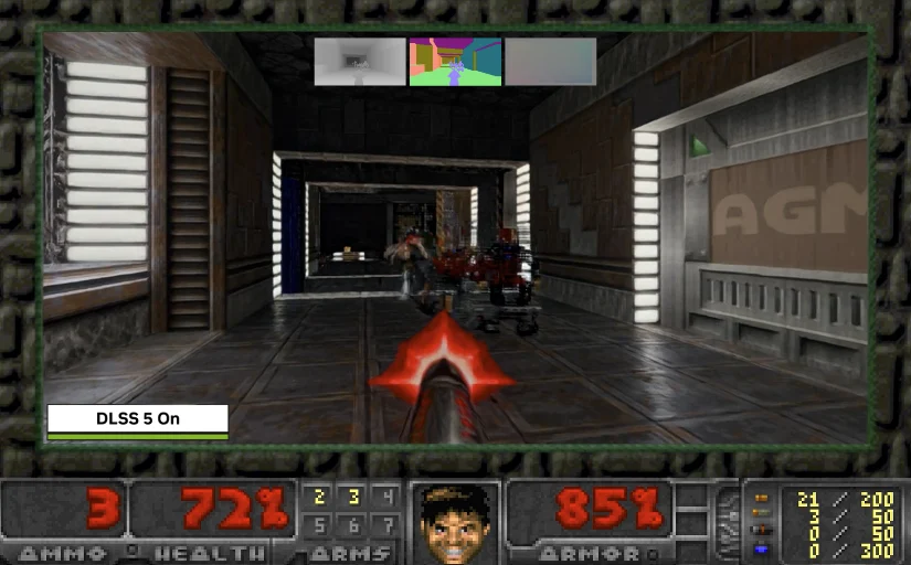 DLSS 5 Neural Rendering áp dụng lên DOOM: khi AI bước vào game cổ điển