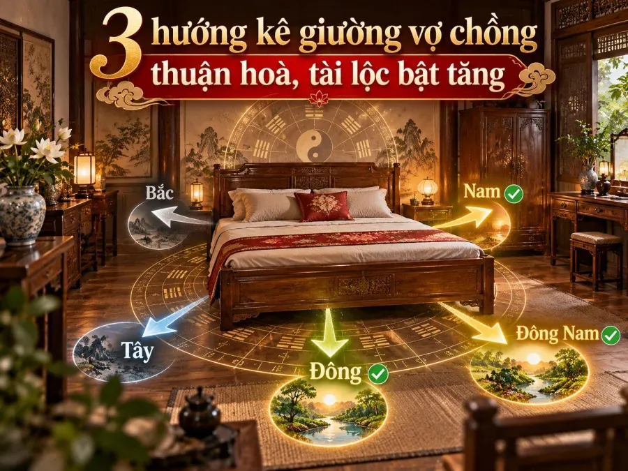 Cách kê giường phong thủy: 3 hướng vàng cho hôn nhân và giấc ngủ