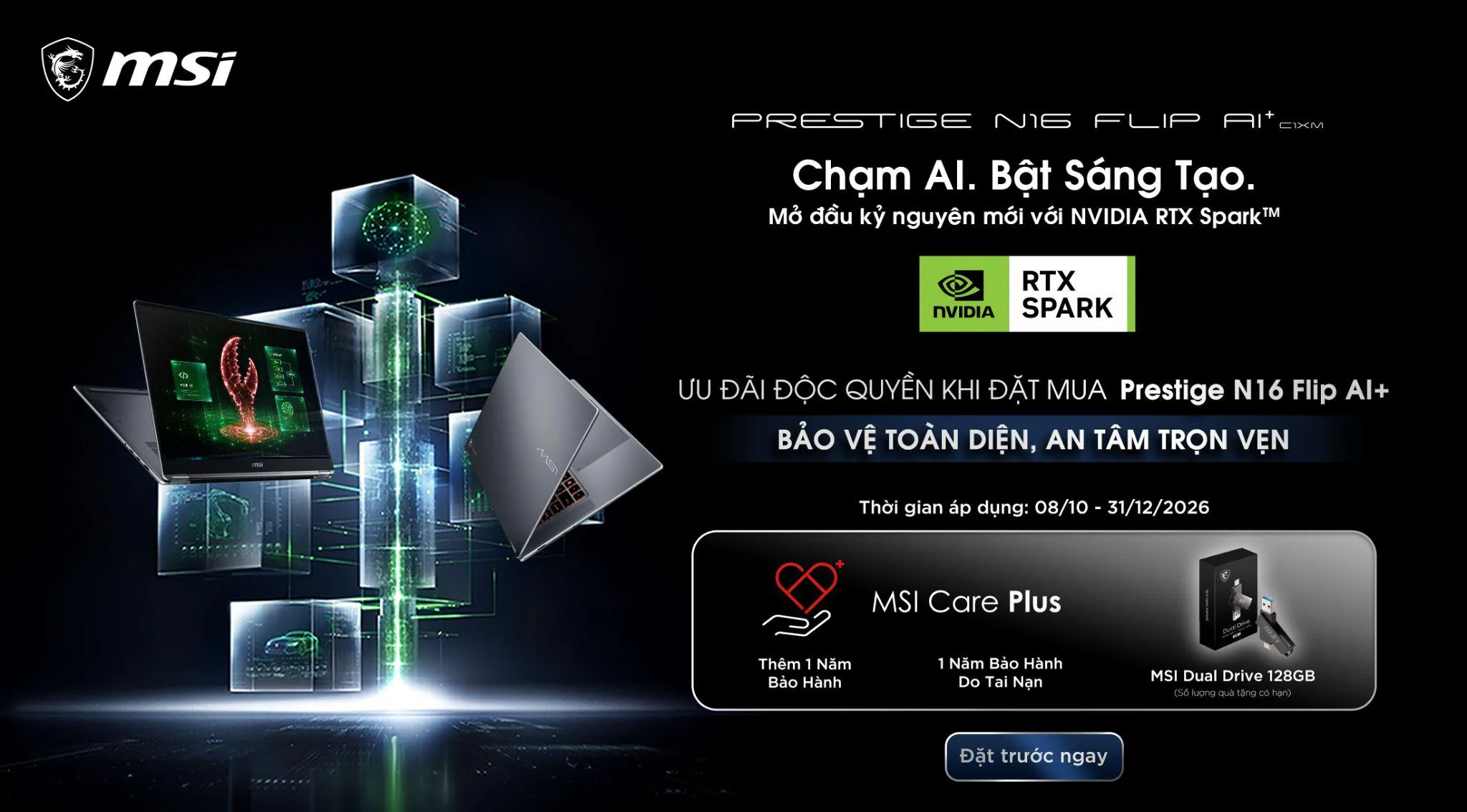 MSI Prestige N16 Flip AI+: laptop xoay gập cho kỷ nguyên Agentic AI