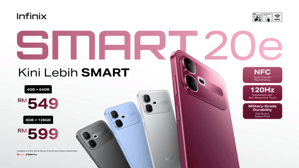 Infinix Smart 20e: Telefon Bajet Dengan Skrin 120Hz Lasak