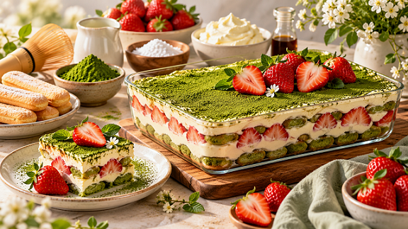 Strawberi Matcha Tiramisu & Kek Batik Milky Cheese Tanpa Oven