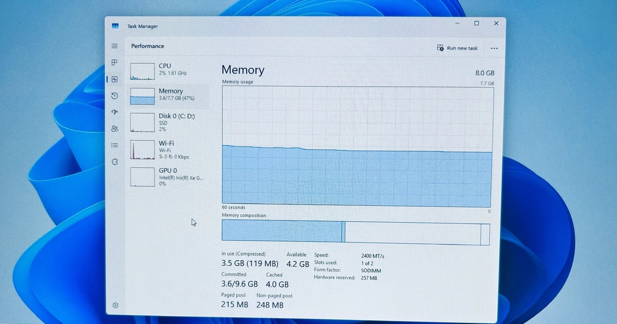 Windows 11 chỉ dùng 2,5 GB RAM: bí quyết cho máy 8 GB