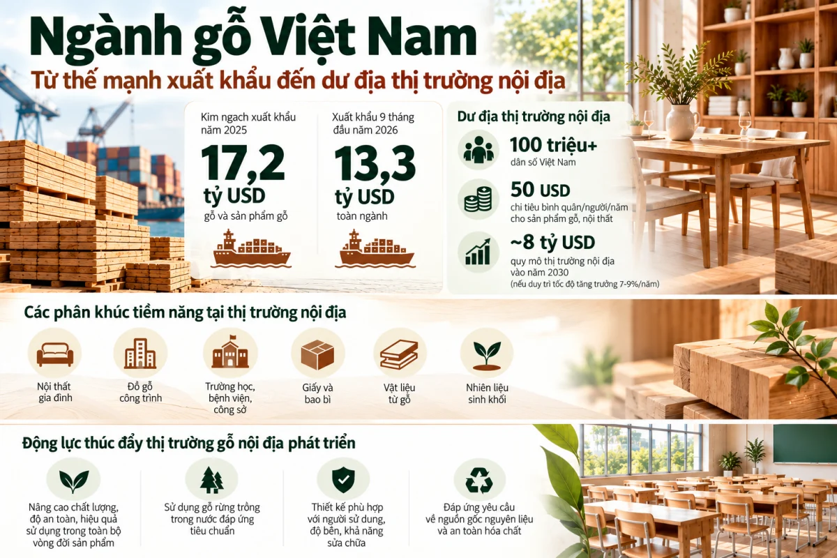 Thị trường gỗ nội địa: động lực mới cho tăng trưởng ngành gỗ