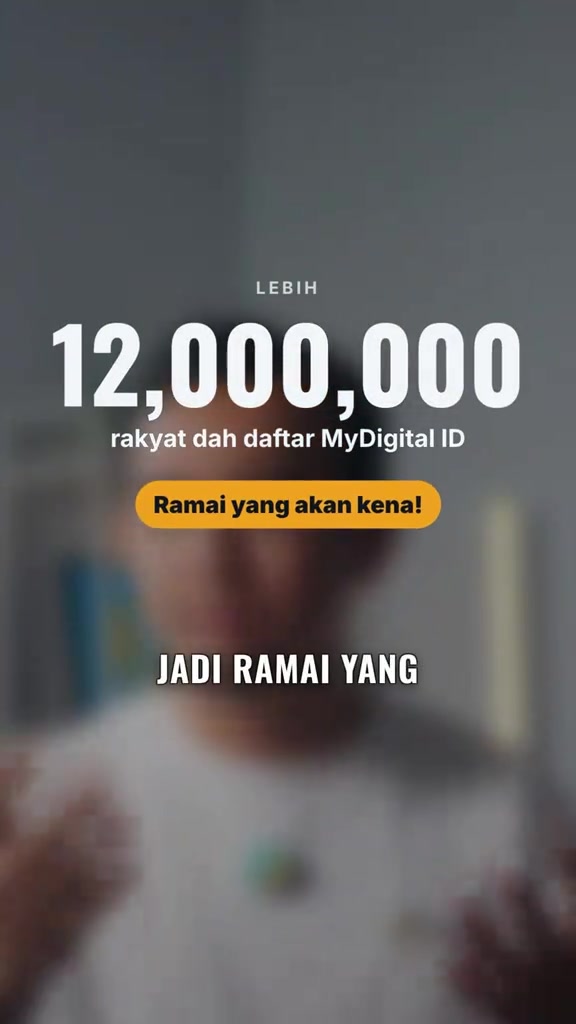 Grafik skrin video menyatakan lebih 12 juta rakyat sudah mendaftar MyDigital ID dan ramai yang akan terkena isu ini