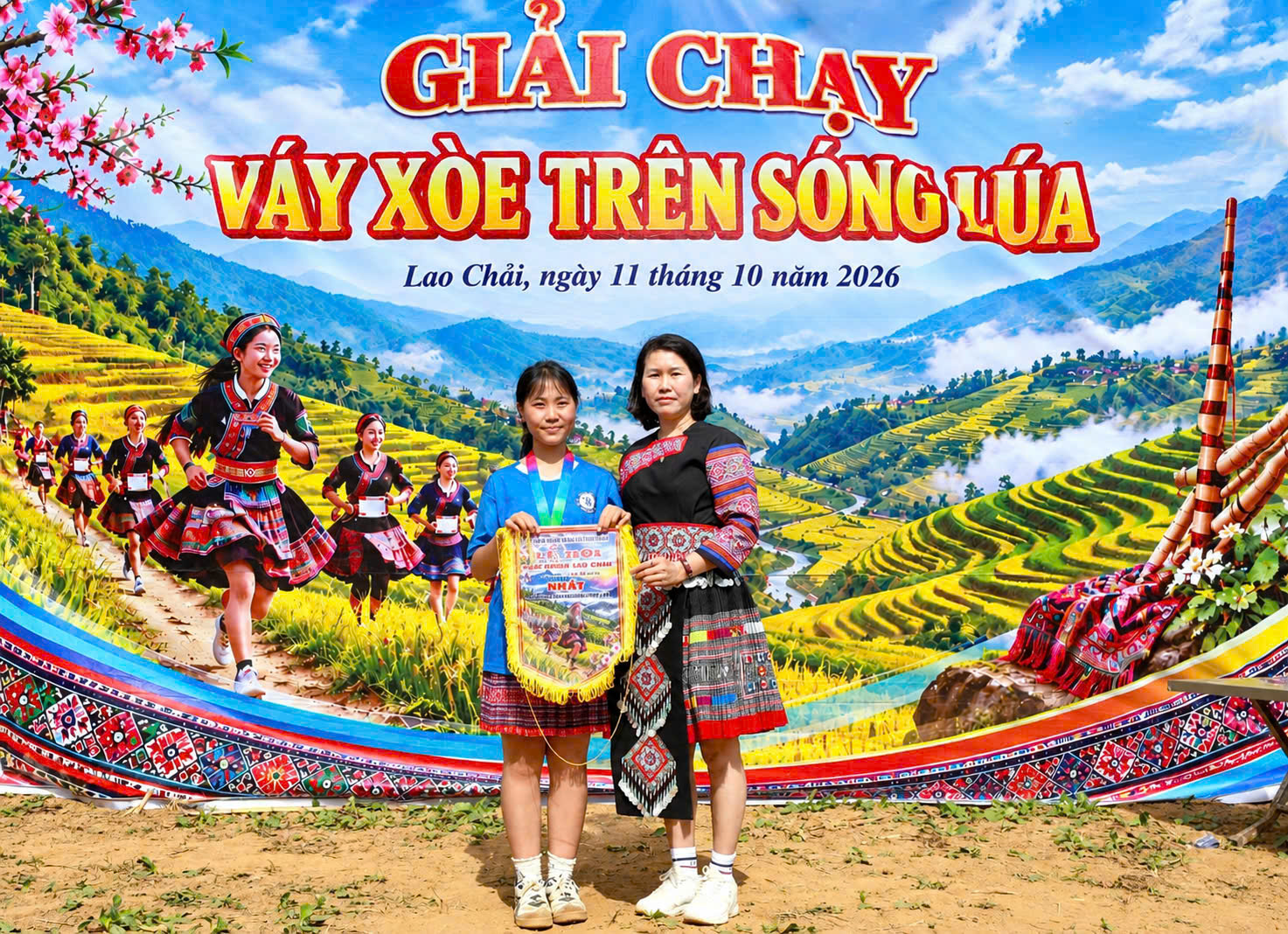 Nữ vận động viên miền núi chinh phục ruộng bậc thang