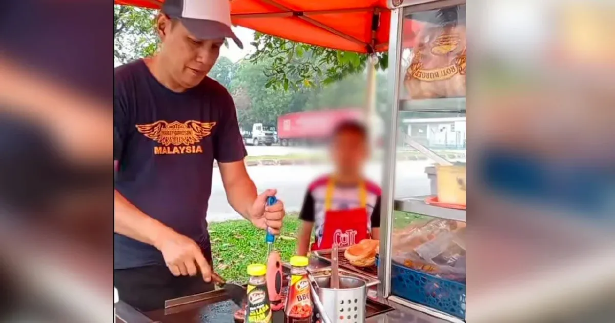 Bapa Tunggal Berjuang Melalui Gerai Burger Menampung Dua Anak