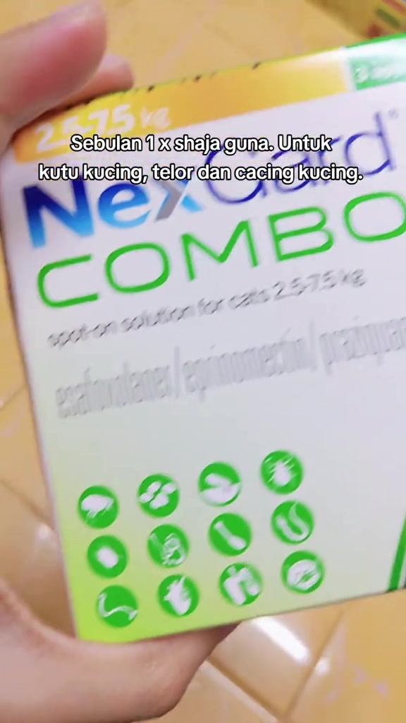 Kotak NexGard Combo spot-on untuk kucing 2.5 hingga 7.5 kg dipegang tangan