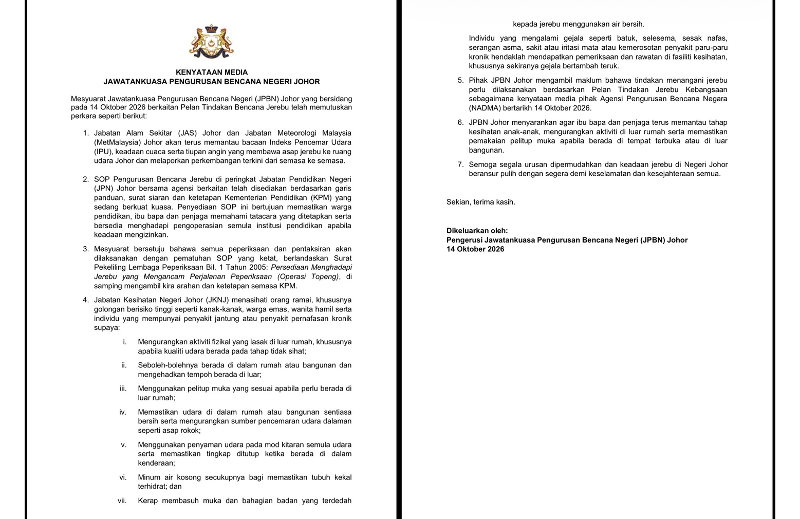 Protokol Peperiksaan SPM Semasa Jerebu: Antara Kelancaran Jadual dan Hak Kesihatan Pelajar