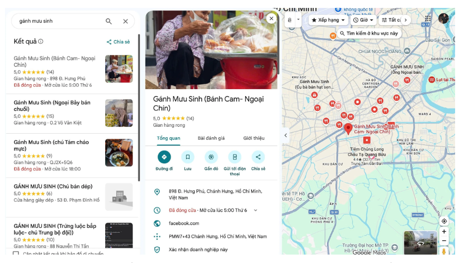 Giới trẻ biến “gánh mưu sinh” người già thành điểm đến trên Google Maps