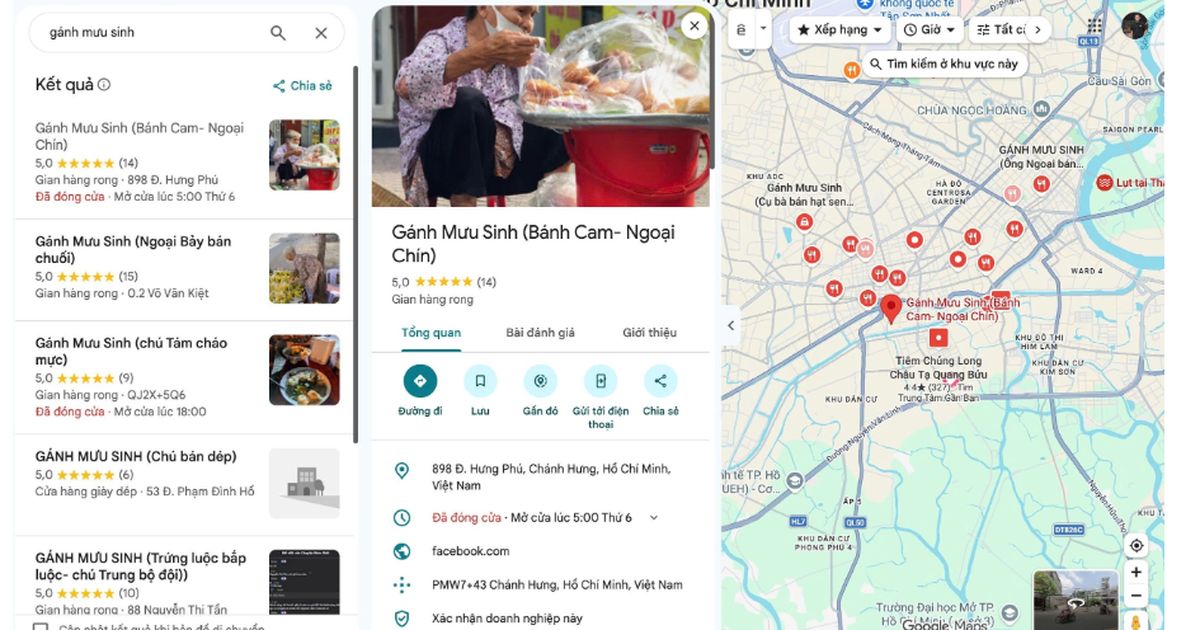 Giới trẻ biến “gánh mưu sinh” người già thành điểm đến trên Google Maps