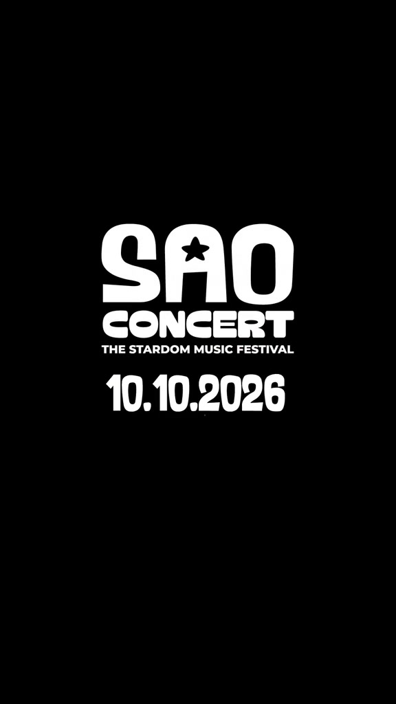 Khung logo SAO Concert – The Stardom Music Festival kèm ngày 10.10.2026 màu trắng trên nền đen