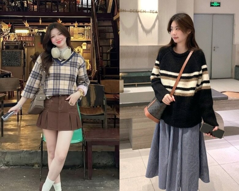 Cách phối áo len kẻ preppy đi làm: Tươi trẻ mà vẫn thanh lịch
