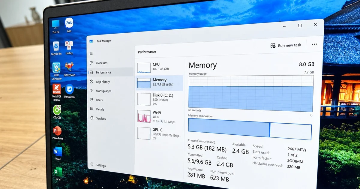Windows 11 chỉ dùng 2,5 GB RAM: bí quyết cho máy 8 GB