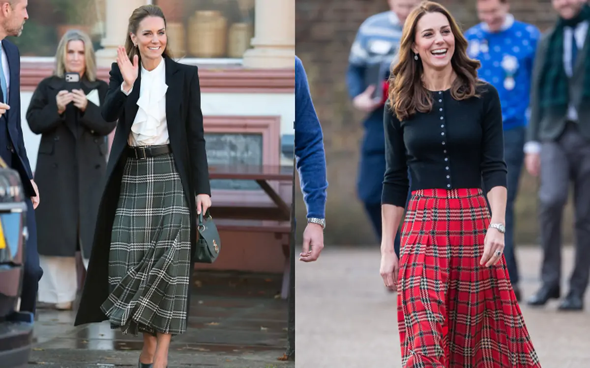 Công thức chân váy kẻ tartan sang trọng từ Vương phi Kate