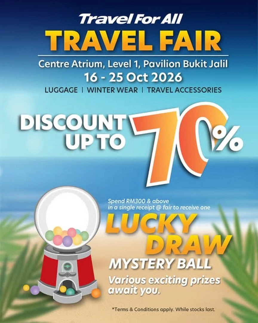 Diskaun Beg Perjalanan Sehingga 70%: Promosi Luggage Oktober–November