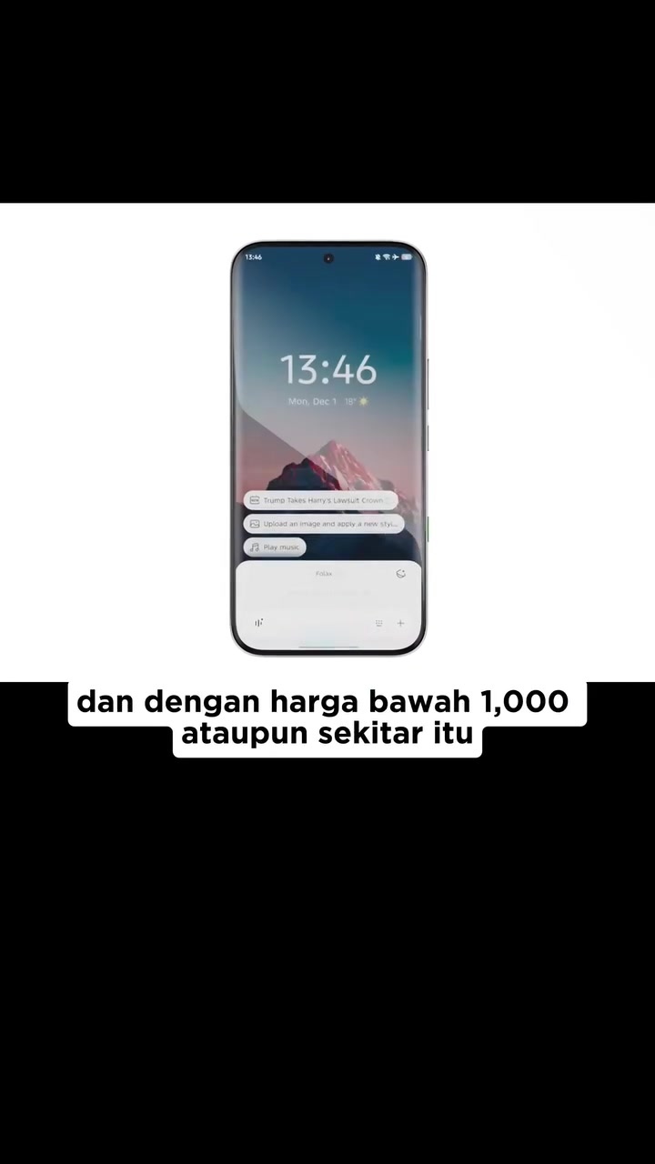 Paparan depan sebuah telefon pintar dengan skrin kunci dan notifikasi, daripada video perbandingan telefon bawah RM1,000.