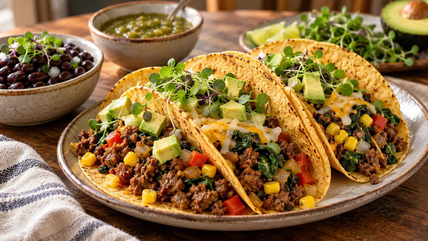 Bữa taco thịt bò nhanh gọn cho gia đình trong 20 phút