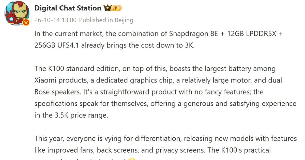 Redmi K100 với Snapdragon 8 Elite và màn hình 185Hz: có đáng nâng cấp?