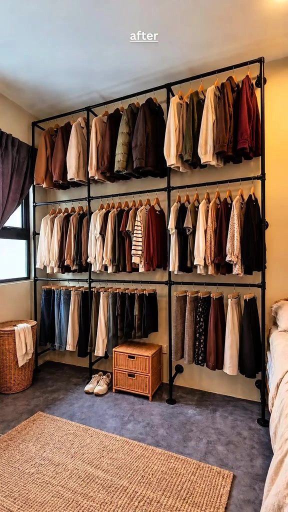 Bilik Sewa Tak Ada Almari? Rak Baju Besi, Almari Zip & Open Wardrobe Custom — Saya Banding Dari RM16.22