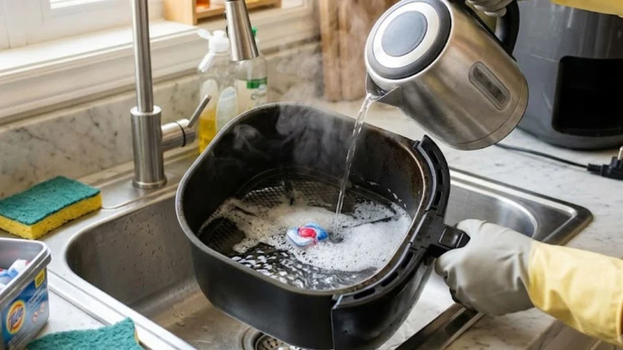 Làm sạch nồi chiên không dầu bẩn dơ mà không cần chà xát