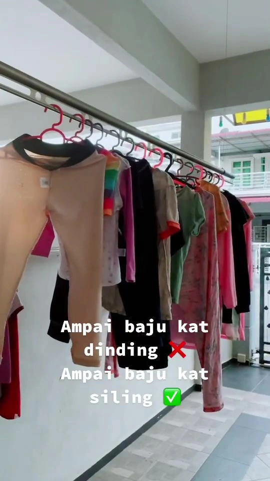 Tali Jemuran 5M, Retractable, Para Siling & Rak Lipat Dinding: Sidai Baju Jimat Ruang Untuk Rumah Sewa & Asrama
