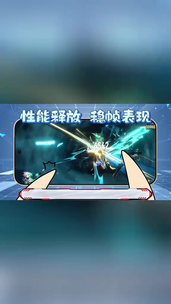 Màn hình một chiếc điện thoại đang chạy cảnh combat trong game hành động, góc phải màn hình hiện chỉ số khung hình