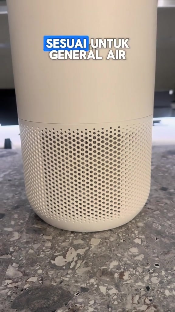 Badan silinder penapis udara Xiaomi dengan lubang udara halus berlubang-lubang, dilihat dari jarak dekat