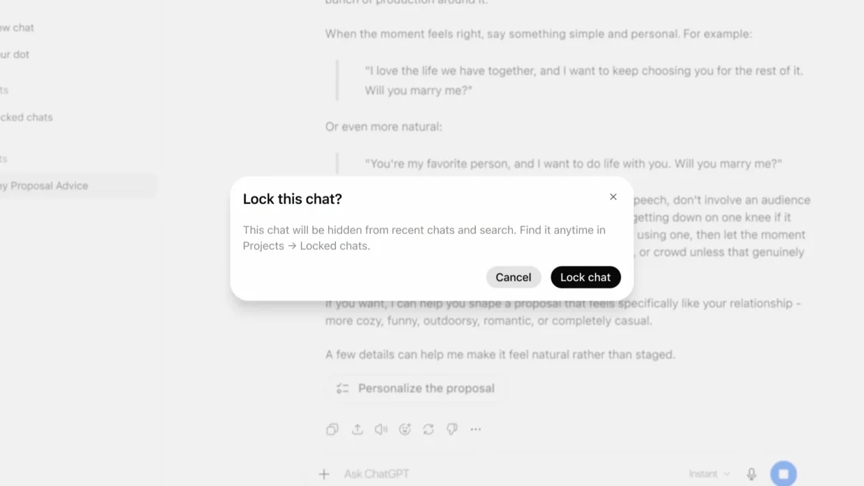 Lindungi Percakapan Sensitif ChatGPT Dengan Locked Chats Berkod PIN