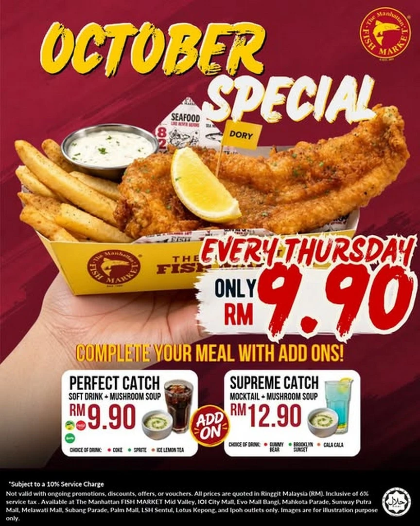 Promosi Makanan Murah Oktober: Dari Nasi Ayam Buy 1 Free 1 ke Fish & Chips RM9.90