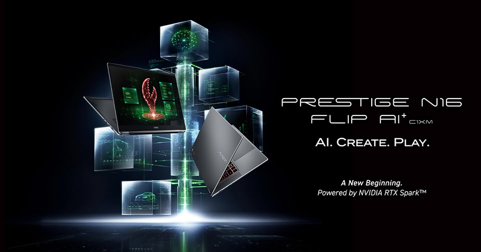 MSI Prestige N16 Flip AI+: Laptop Boleh-Lipat Dengan Kuasa NVIDIA RTX Spark