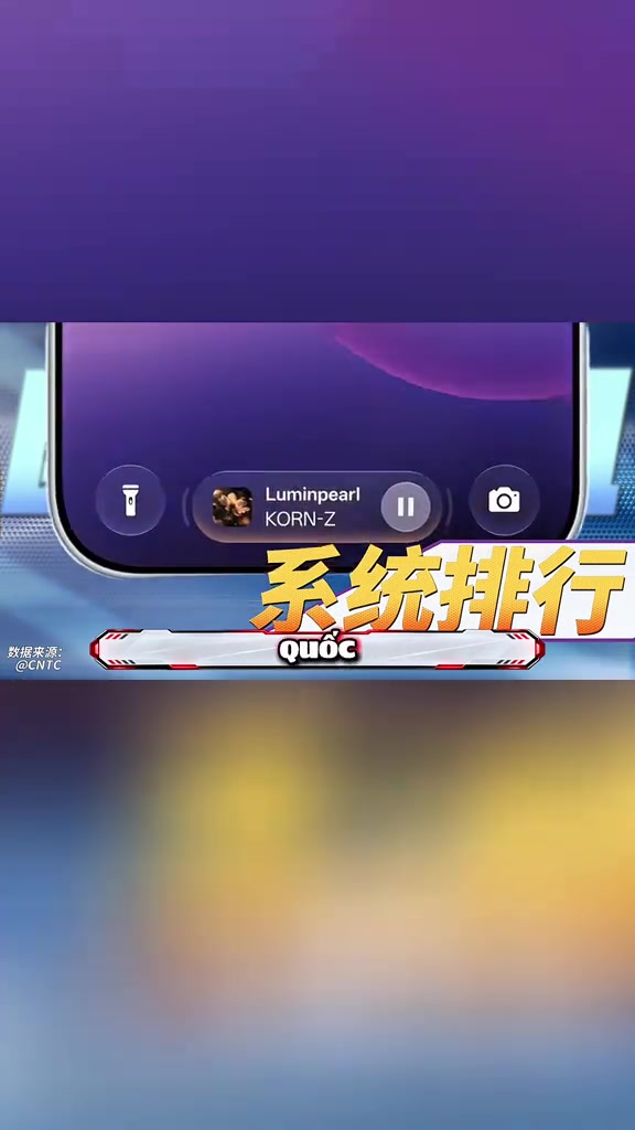 Khung hình video bảng xếp hạng hệ điều hành với màn hình khóa điện thoại và dòng chữ tiêu đề bảng xếp hạng
