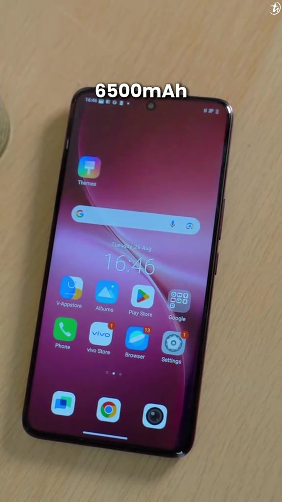 Paparan vivo V60 dengan teks bateri 6500mAh