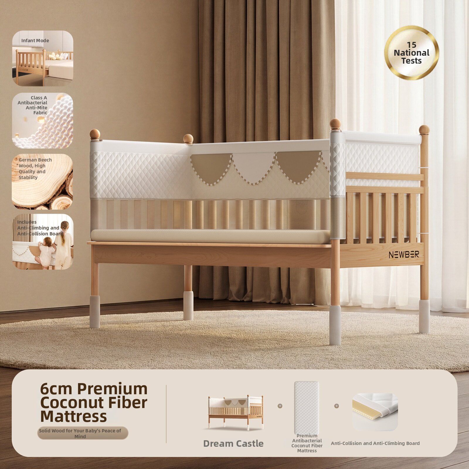 15.8% Drop NIUBEIER Real Wood Bed