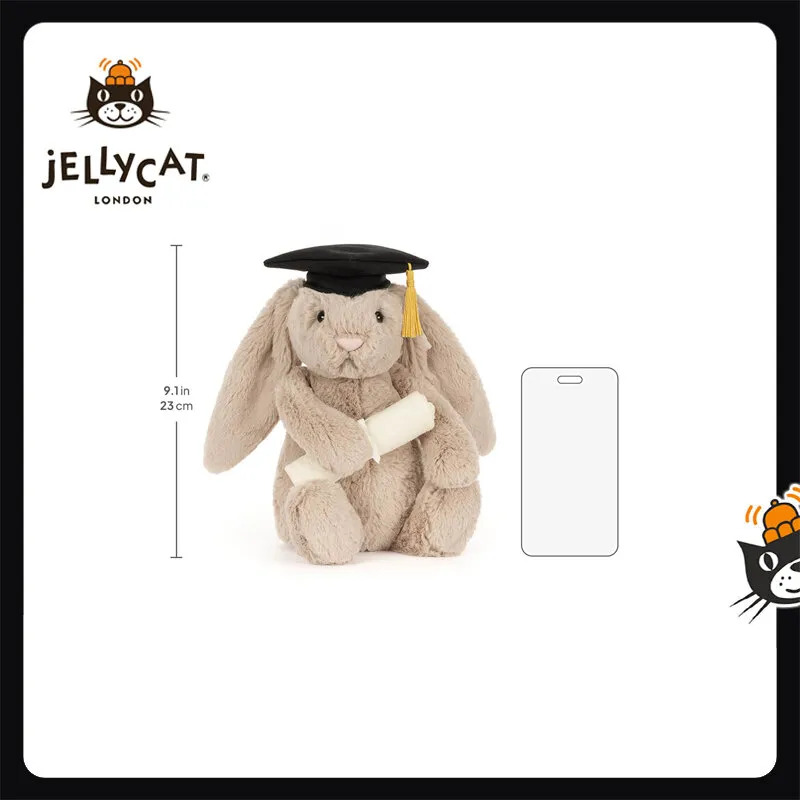 Jellycat Bashful Bunny Graduation Outfit Super Soft Keepsake Toy For Milestone Celebration And Custom Message Embroidery