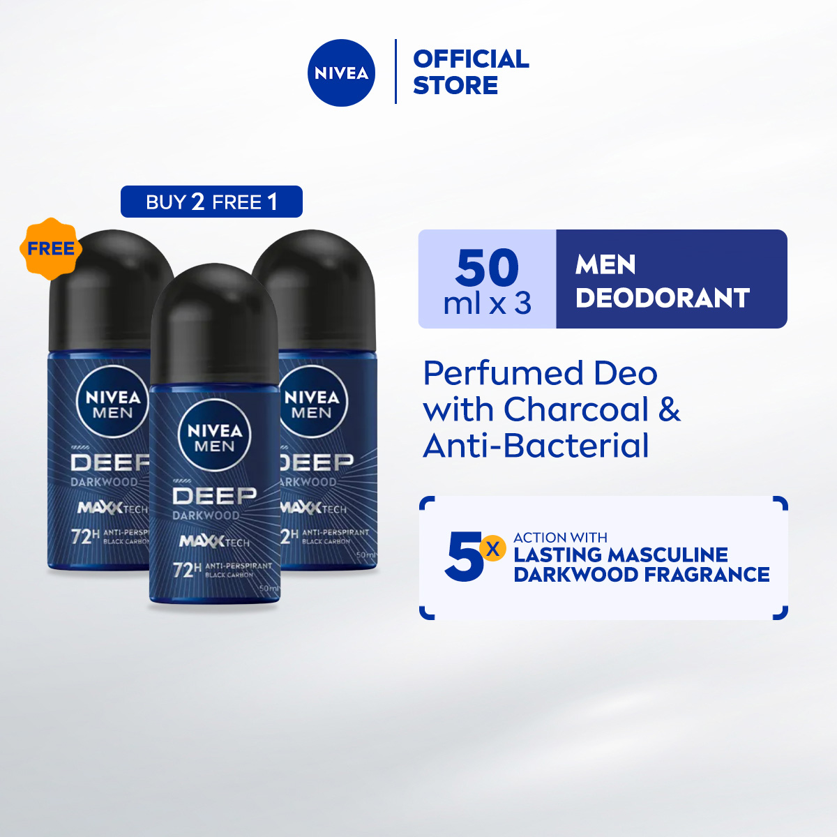 8.3% Drop: NIVEA MEN Roll On 3x50ml